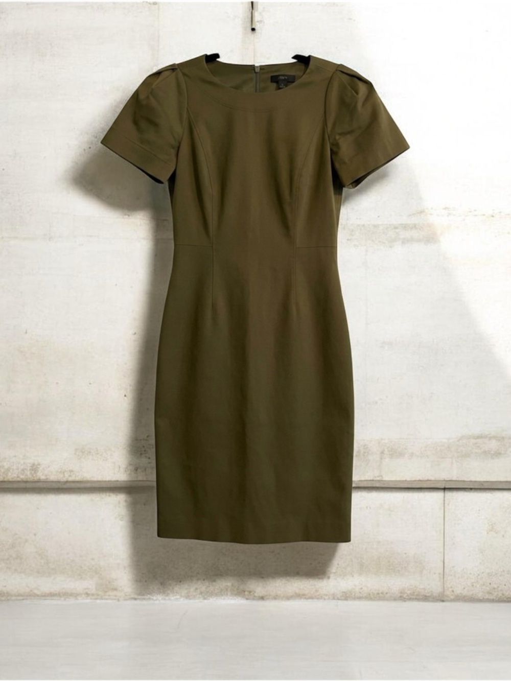 J. Crew Olive Midi Sheath Dress